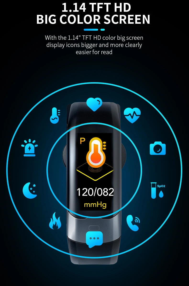 Sports smart bracelet with dynamic heart rate ECG tracke sports bracelet long stand by TFT HD color smart bracelet Android ios