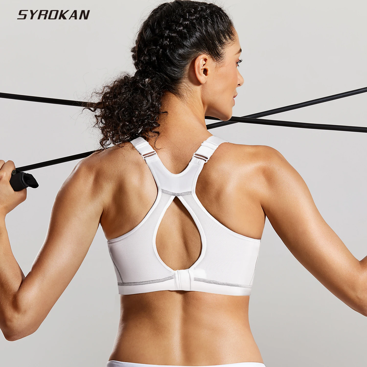 

SYROKAN Women's High Impact Padded Supportive Wirefree Full Coverage Sports Bra