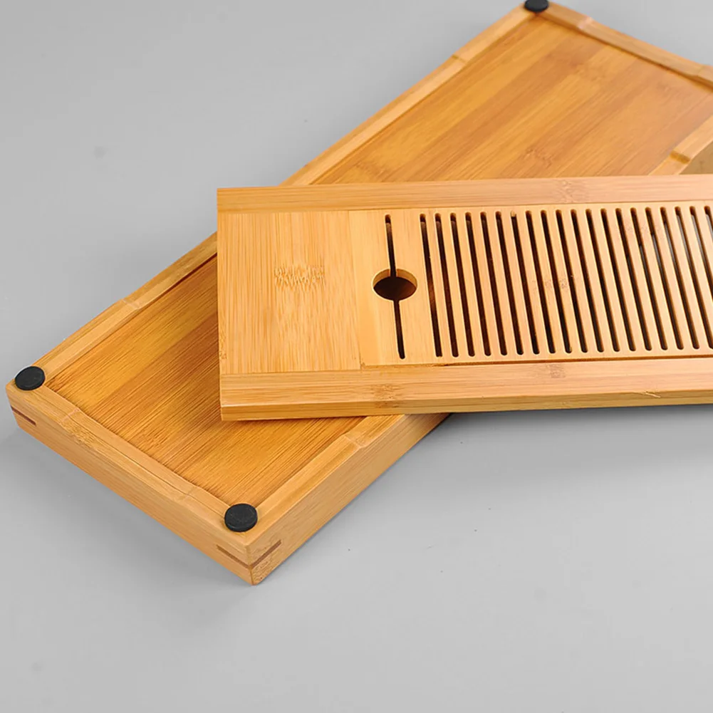 Bamboo Tool Rectangular Crafts Serving Table Teahouse Home With Drain Tea Tray Board Rack Chinese Tasteful