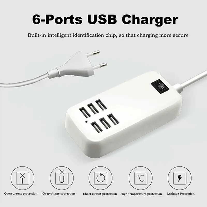 4/6 портов несколько настенных USB зарядное устройство для путешествий планшет зарядка смарт-адаптер VDX99