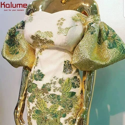 Kalume African Brocade Lace Fabric Jacquard Nigerian French Brocade Gild Lace Fabric For Cloth Diy Dress Sew Party Wedding F1880