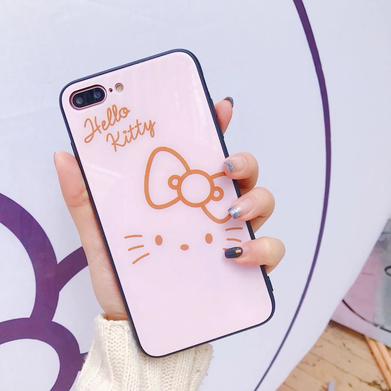 Прекрасный мультфильм hello kitty мобильный телефон из закаленного стекла чехол для iPhone 6 6S Plus 7 8 Plus X XS XR XSMAX антидетонационный чехол - Цвет: 02