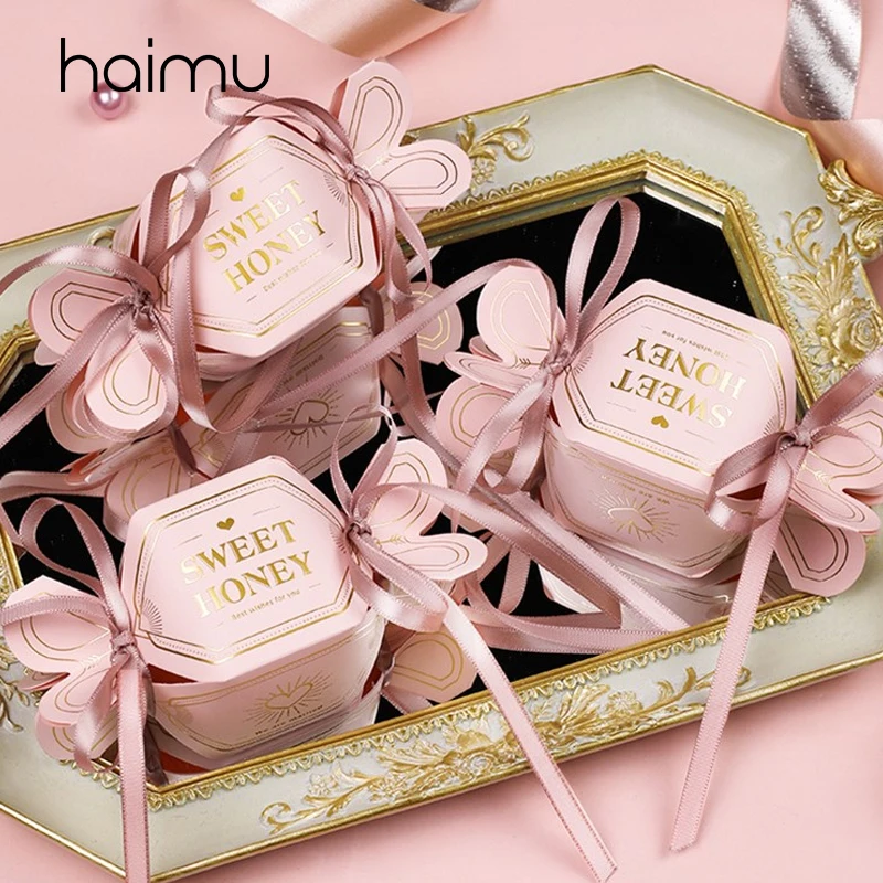 

20pcs Wedding Sugar Box Wedding Chocolate Box Bronzing Candy Boxes Baking Package Wedding Favor Party Supplies Decorations