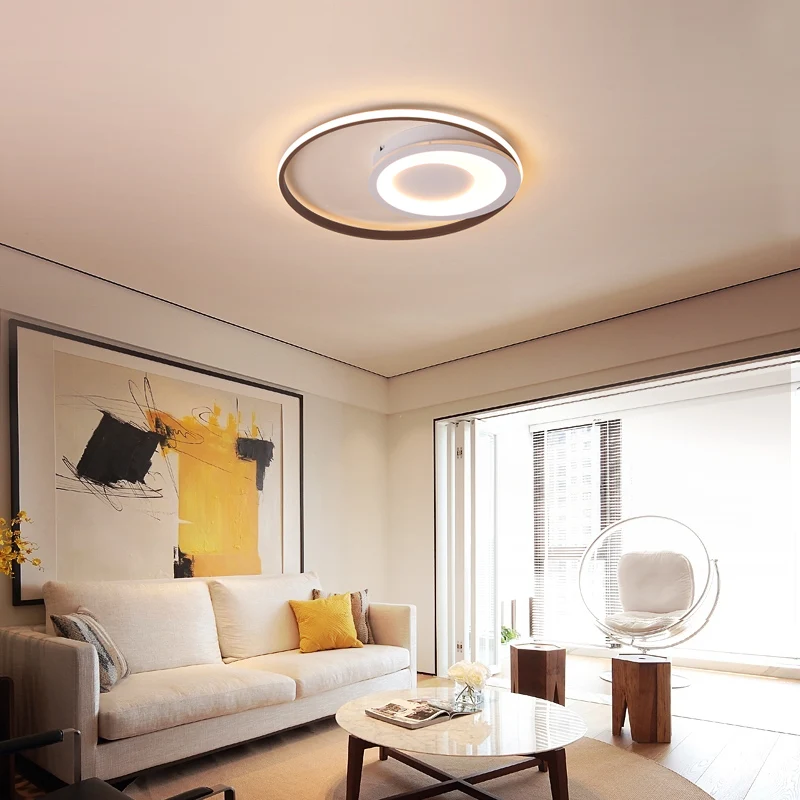 Brown aluminum and acrylic chandelier ceiling mounted modern LED chandelier lighting for bedroom kitchen dining room living room