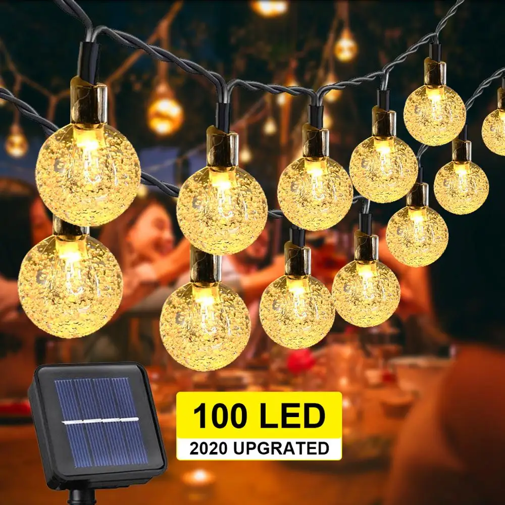 Adelantar hilo Impresionante luces solares para exterior decorativas,luces solares jardin,guirnalda luces  exterior, bola de cristal, tira de luces Led, lámpara impermeable para  Patio, boda, fiesta de piscina, decoración de Navidad y jardín _ -  AliExpress