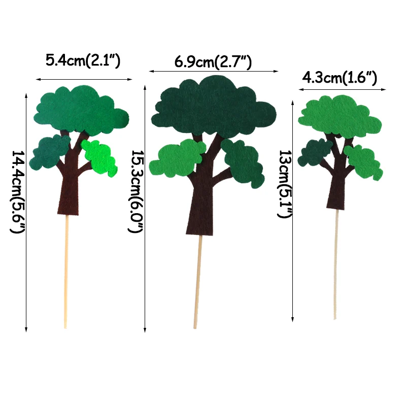 Фетр яблони Торт Топперы завод кекс декоративный дети партии декоративный для Бэйби шауэра девочка мальчик 1-й День рождения Джунгли животных вечерние Декор