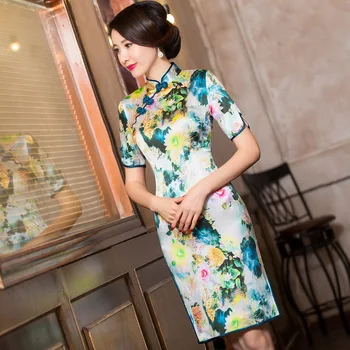 

2019 Sale Above Knee, Mini High Three Quarter Appliques Beach Cap Sleeve Quinceanera New Style Silk Cheongsam Dress In Summer