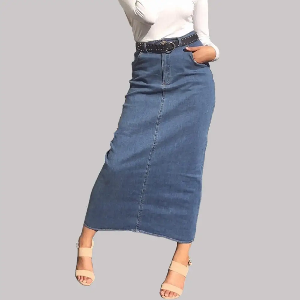 Stretchy Denim Pencil Skirt Women 