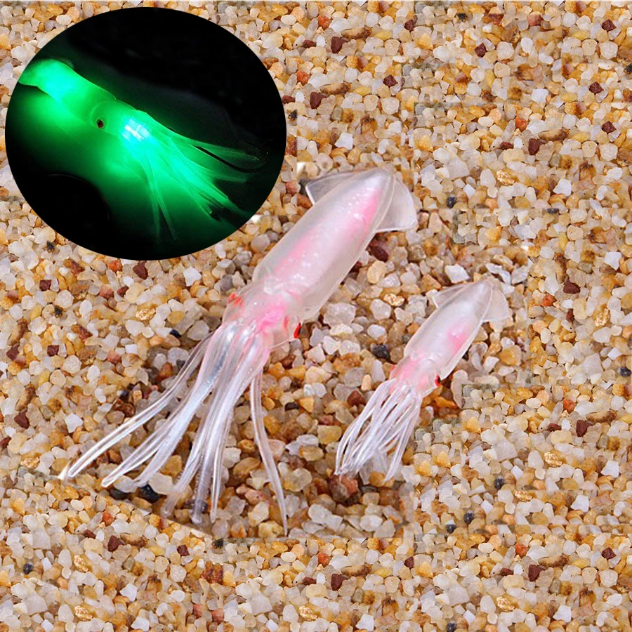 6 Squids Soft Trolling Squid Offshore Bait Glow in Dark Luminous Bulb  0.705oz Octopus LuresFishing Tackle Saltwater