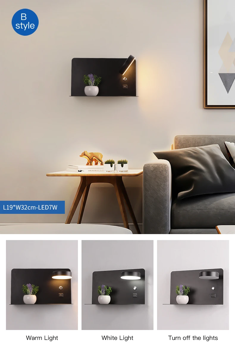 Luzes de parede led com interruptor e