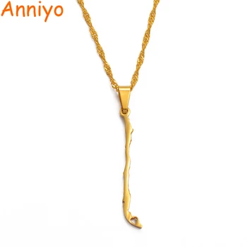 

Anniyo Chile Map Pendant Necklaces Gold Color Charm Republic of Chile Jewelry Chilean Gifts #008221
