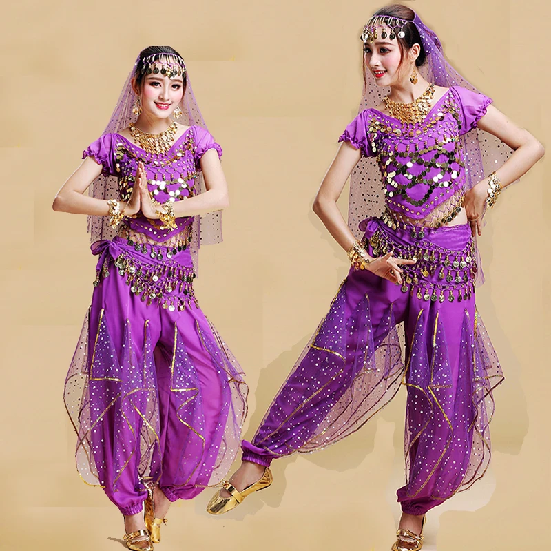 

Oriental India Dancing Clothing Suit Top+Pant Women Stage Performance Belly Dance Costume Lady Bollywood Dancing Clothes