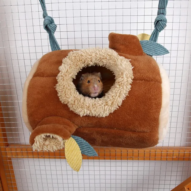 Plush Stump Hamster Tunnel Hammock Hanging Nest Soft House Bed Cage For Mini Animal Small Pet Mice Rat Nest Bed 3