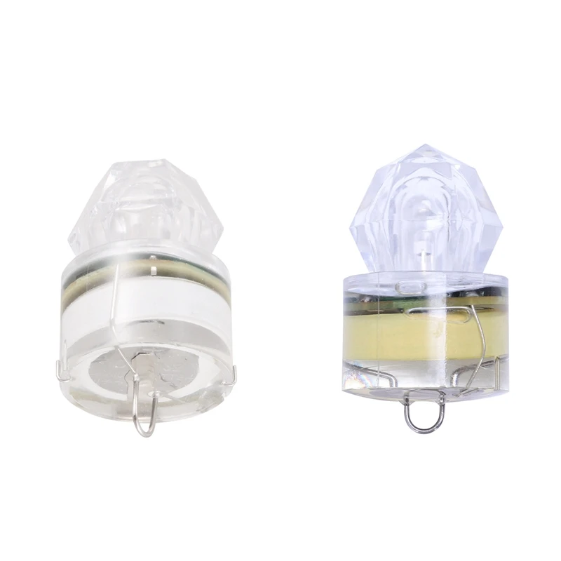 HOT-2Pcs Depth LED Light Underwater Squid Fishing Lures Bait Deep Drop Diamond Lights Main- White& Colorful