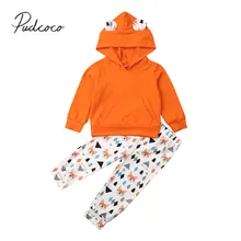 Г., весенне-осенняя одежда для малышей Милая одежда с рисунком лисы для маленьких мальчиков и девочек хлопковая толстовка с ушками+ штаны, комплект одежды из 2 предметов, От 1 до 5 лет