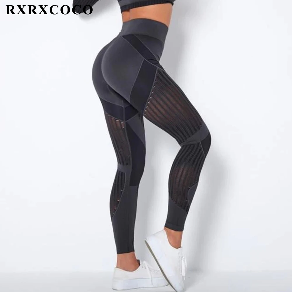 RXRXCOCO Fitness For Women Leggings High Waist Slim Workout Sport Black  Solid Gym Pants Push Up Booty Scrunch Seamless Yoga Pant - AliExpress