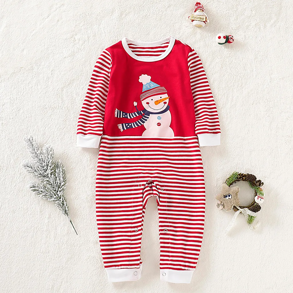

Infant Baby Boys Girls Christmas Cartoon Snowman Striped Print Romper Jumpsuit baby girl clothes bodysuit newborn body neonato