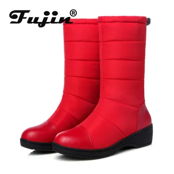 

Fujin Winter Waterproof Warm Down Velvet Snow Boots Girl Boots Thickened Student Cotton Shoes Middle Heel Thick Bottom Sleeve