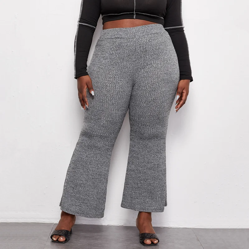 

Casual Flared Pants for Women 2XL To 8XL Oversized High Waist Trousers Women Knitted Pant T1352