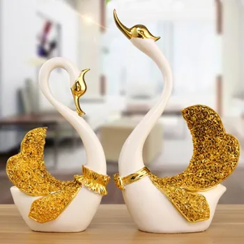 

A Couple of Swan Statue Home Decor Sculpture Modern Art Ornaments Wedding Gifts for Friends Lovers Home Decoration Accessorie
