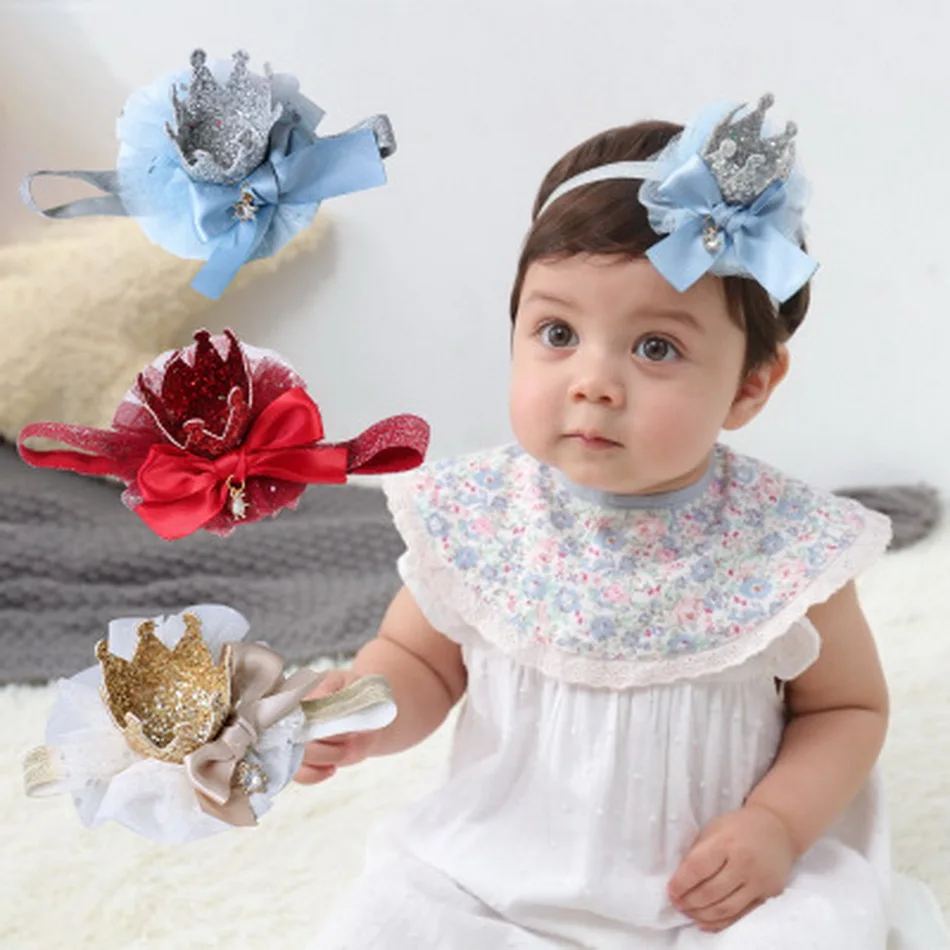 Tierna corona turbante diadema para bebe niña lazos Bandana recién