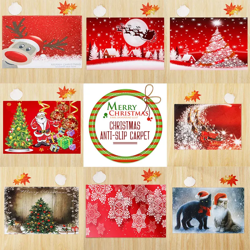 Полиэфирное волокно мягкий Противоскользящий кухонный напольный коврик рождественские ковры ковер Снеговик вход украшение дома кровать олень