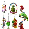 6 Pcs/set Pet Birds Swing Toys Parrots Chewing Hanging Perches Bells Small Parakeets Parrot Cage Bite Climbing Rope Toy