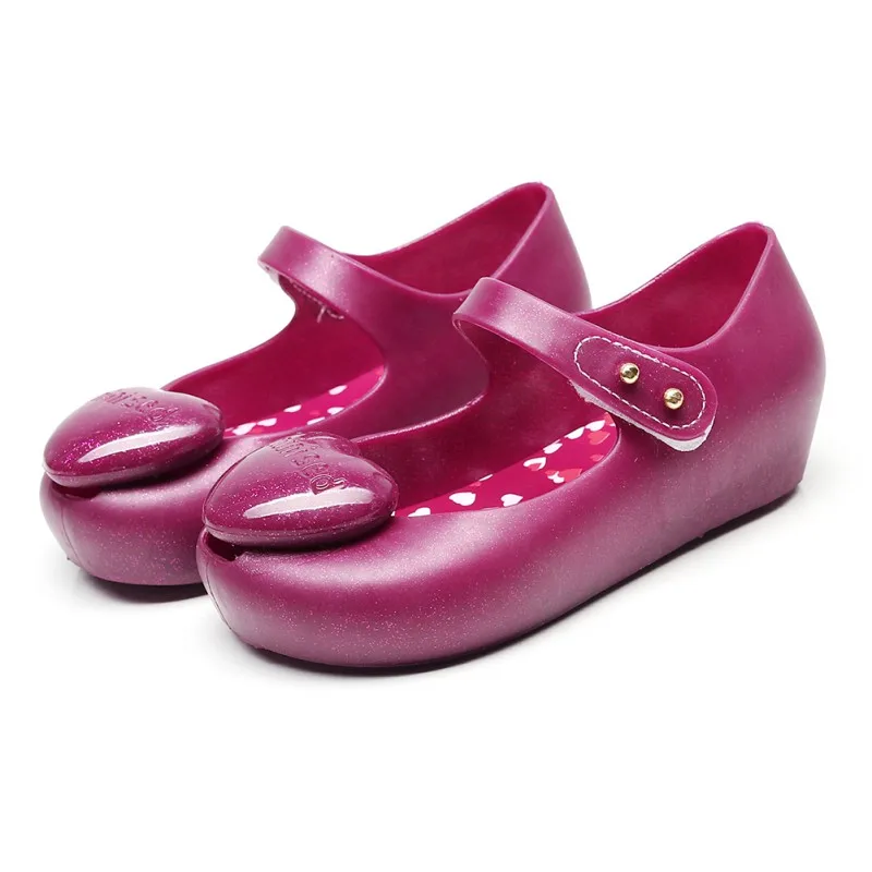Детские прозрачные сандалии с сердцем для девочек; нескользящие Shoes3-8T для малышей