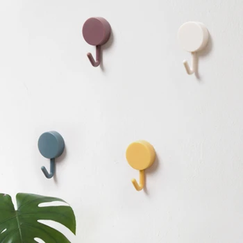 

Clothes Hook Solid Color Free Punching Door Without Trace Nail Small Hook Mounted Wall Hooks Simple Cute Kawaii Decorative