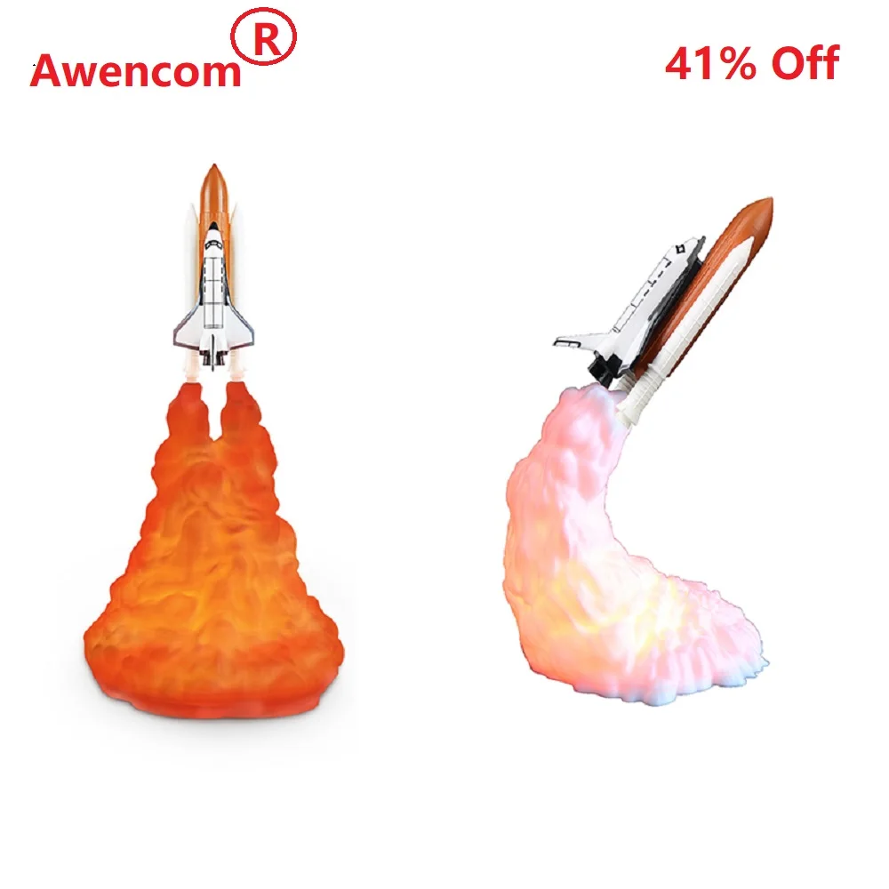 3D-Printed-Space-Shuttle-Lamp-Night-Light-Rocket- Awencomn