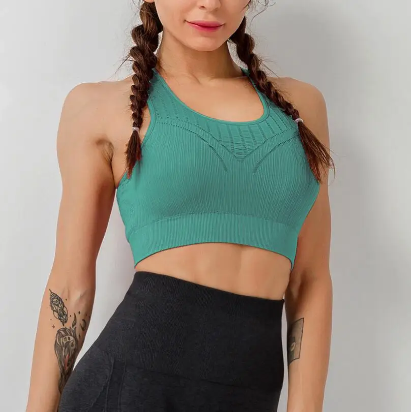 Красивый бюстгальтер для йоги, Сетчатое дышащее Спортивное нижнее белье, Быстросохнущий жилет для бега, фитнеса