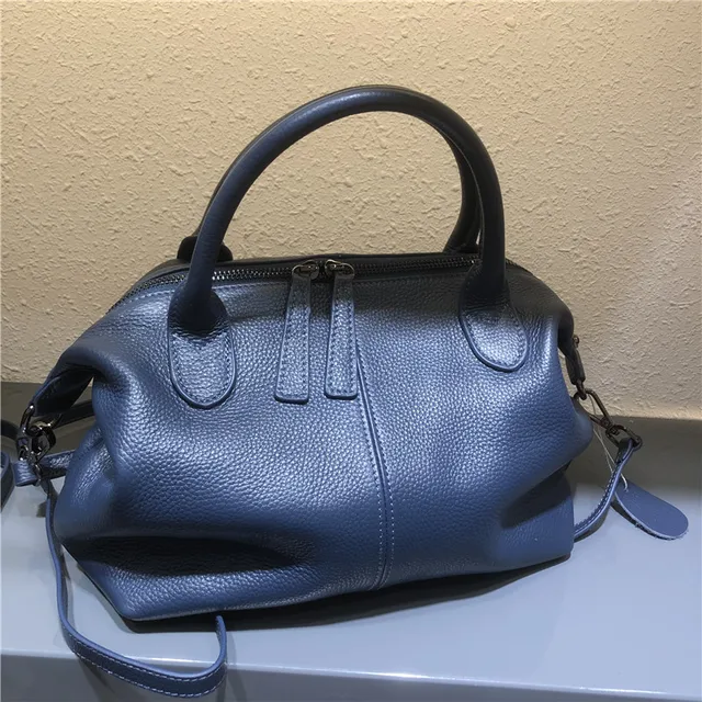 Soft Cowhide Lady Small Women's Genuine Leather Handbag Shoulder Messenger Bags for Women 2021 Fashion Tote Purse Black Blue 1