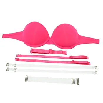 

YBCG Push Up Women Bra Padded Strapless Invisible Shoulder Strap Underwear Fashion Black Plunge Bra For Women