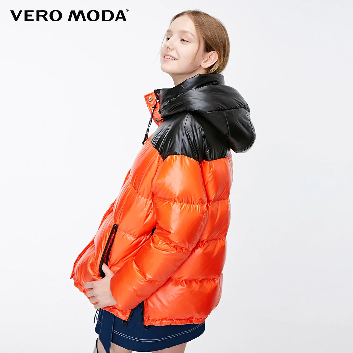 Vero Moda Женская глянцевая ткань с капюшоном белая утка вниз Куртка парка пальто | 318423520