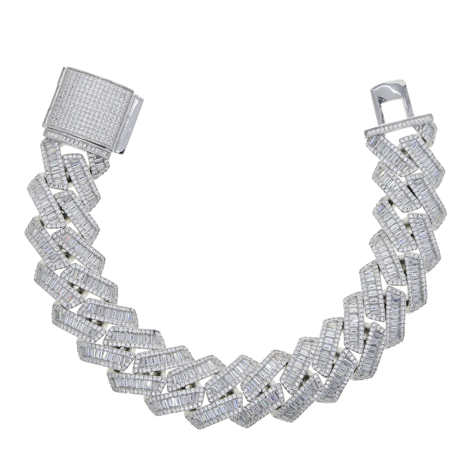 New Iced Out Bling Rectangle CZ Heavy Chunky Cuban Chain