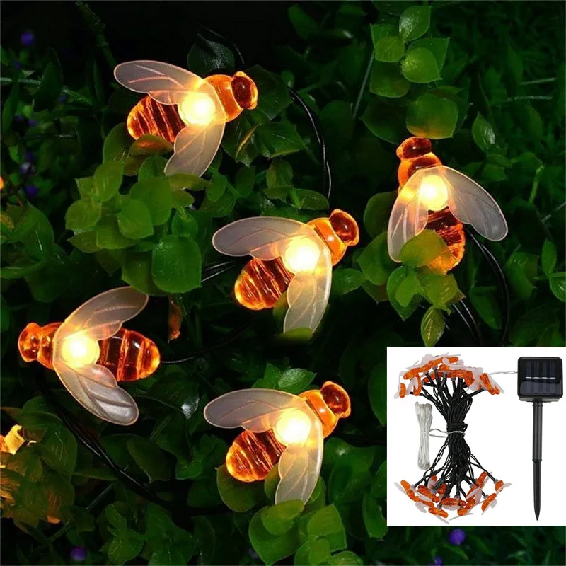

20/30/40LED Christmas Lights Outdoor Bee Shaped LED String Lights Christmas Garlands Fairy Lights for Holiday Party Garden Decor