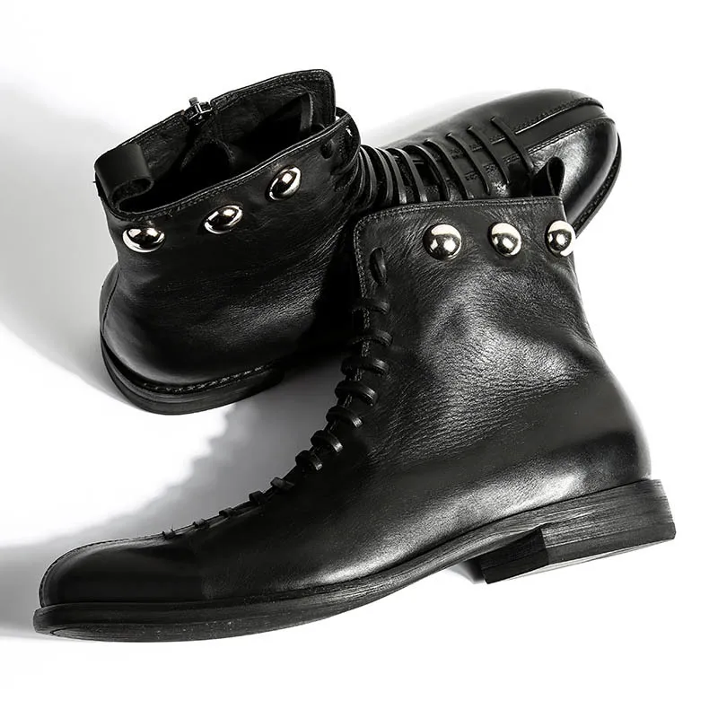 

Ботинки мужские из натуральной кожи, коровья кожа, низкий каблук, мотоциклетные полуботинки в стиле ретро, стильные Зимние полуботинки