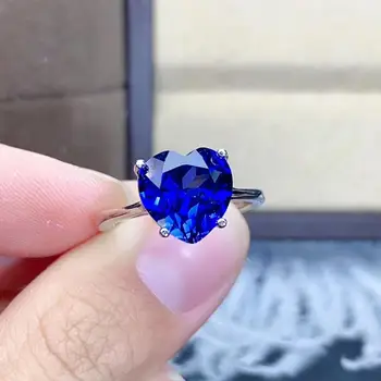 

925 Sterling Silver 100% Natural And Real Sapphire Gemstone Wedding Engagement Rings for Women Fine Jewelry Gift Wholesale
