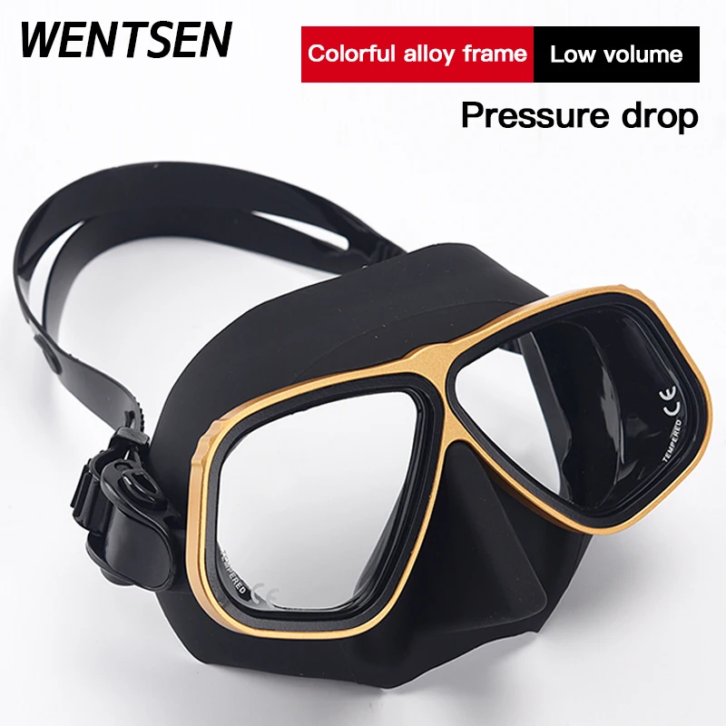 Gafas de buceo con marco de aleación de Color, máscara de cara completa, kit de tubo húmedo, equipo de esnórquel de volumen Ultra bajo, novedad