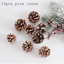 15 шт./лот DIY украшения для рождественского декора сушеные сосновые шишки искусственные Натуральные сушеные цветы аксессуары рождественские украшения