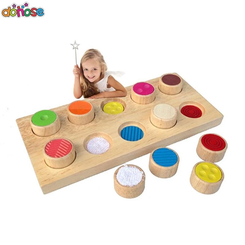 Montessori Baby Toys Wooden Blocks Shape Jointed Board Memory Touch feeling and Match Colorful Toys Kids Early Educational Toy