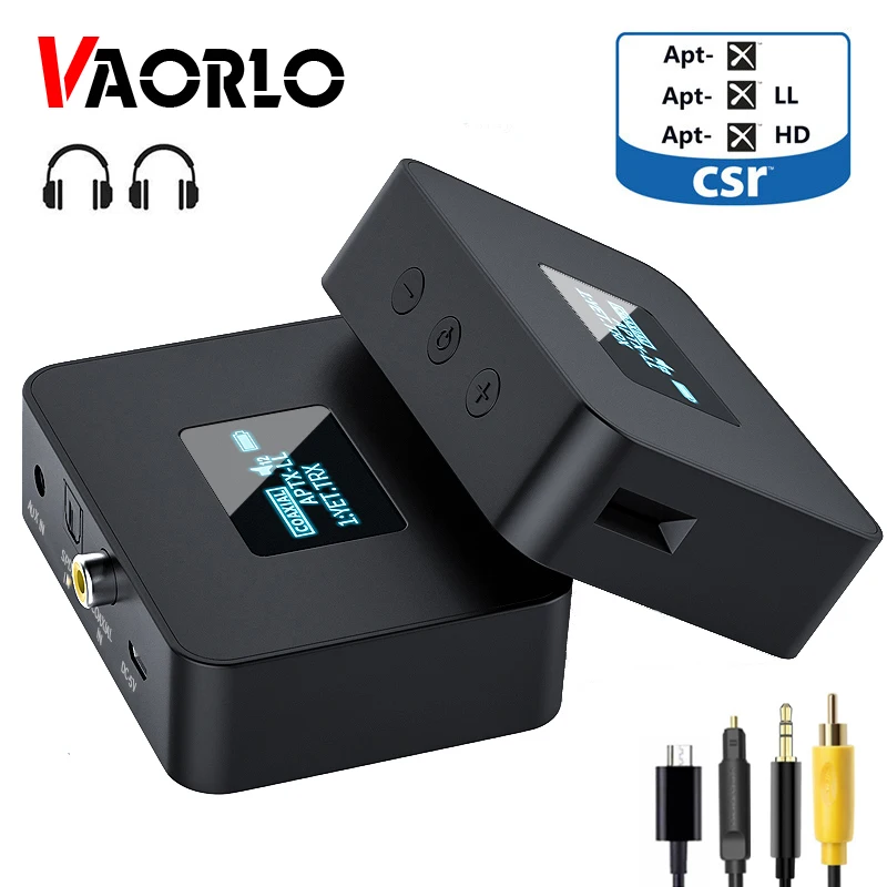 Videorlo-transmissor de Áudio com Tela Oled Bluetooth Transmissor Wireless com ll Spdif Mais Coaxial Mais 5.0 mm Adaptador Aux para tv e pc