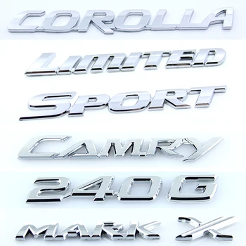 

Car Trunk Sticker for Toyota Chrome Letter Emblem LIMITED SPORT MARK X COROLLA 240G PREVIA CAMRY VVT-i V8 VIGO 5.7 VX-R GX-R TRD