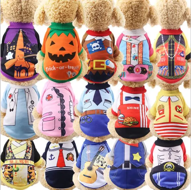 

2019 New Arrival Winter Warm Cartoon Pet Jacket Coat for Small Dogs Cats Uniform Halloween Christmas Funny Pet Clothes