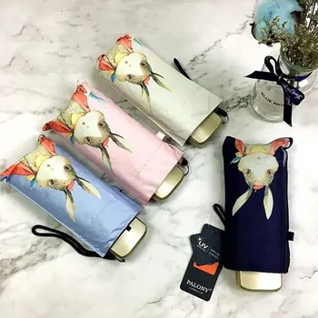 

1pc Five Folding Rainy Day Pocket Umbrella Mini Waterproof Sun Protection Flat Handle Women Girls Outdoor Portable Parasol