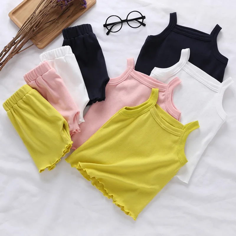 

Girls Tanks Tops Boxer Short Set Kids Undershirt Cotton Camisole Baby Undershirts Teenager Singlets Children Underwear