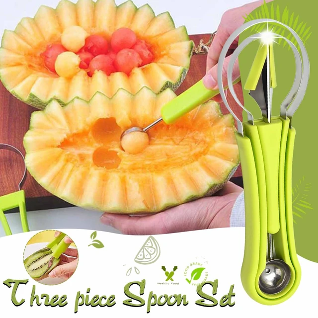 4 in 1 Melon Cutter Scoop Fruit Carving Knife Fruit Cutter Platter