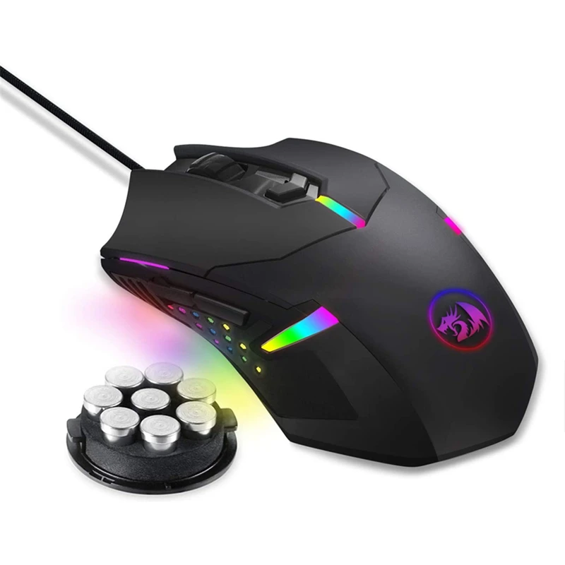 Redragon M601 RGB Gaming Mouse Wired 7 Button Programmable Mouse Macro Recording Weight Tuning Set 7200 DPI for Windows PC best office mouse Mice