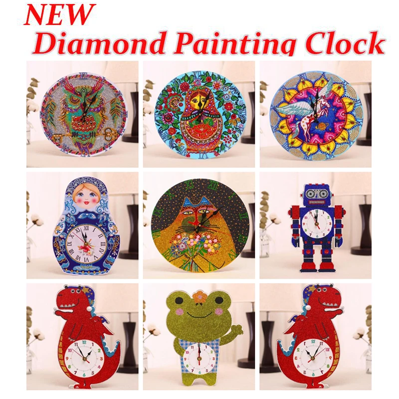 New 3D Special Shaped Diamond Embroidery Owl Unicorn Wall Clock 5D Painting Cross Stitch Watch Mosaic Decor | Дом и сад
