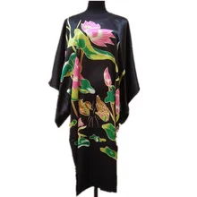 Черный женский халат Летние повседневные пижамы китайский женский Пижамный костюм из вискозы кимоно банное платье кафтан для сна юката Один размер M03